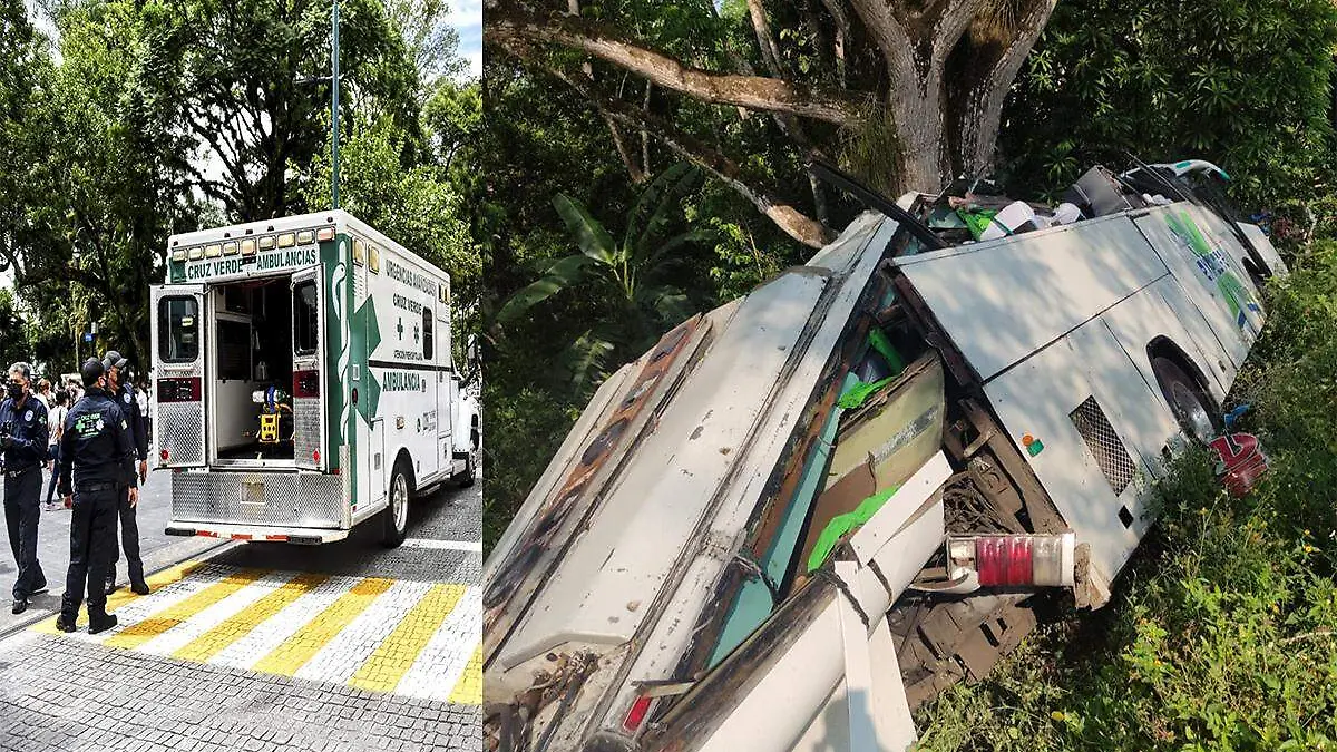 Volcadura de autobus en Catemaco